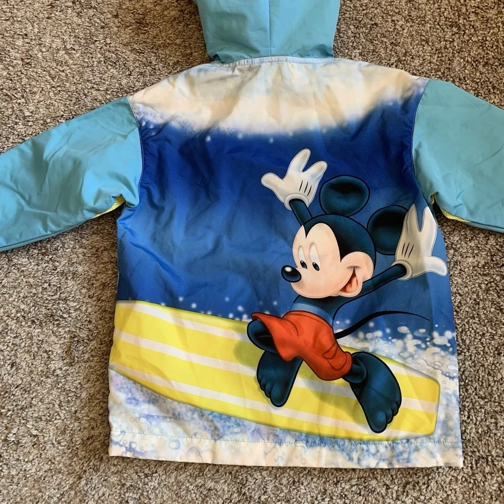 Disney Mickey Mouse Jacket Boy's Size XXS Windbreaker Full Zip Hood Lightweight - Picture 2 of 10